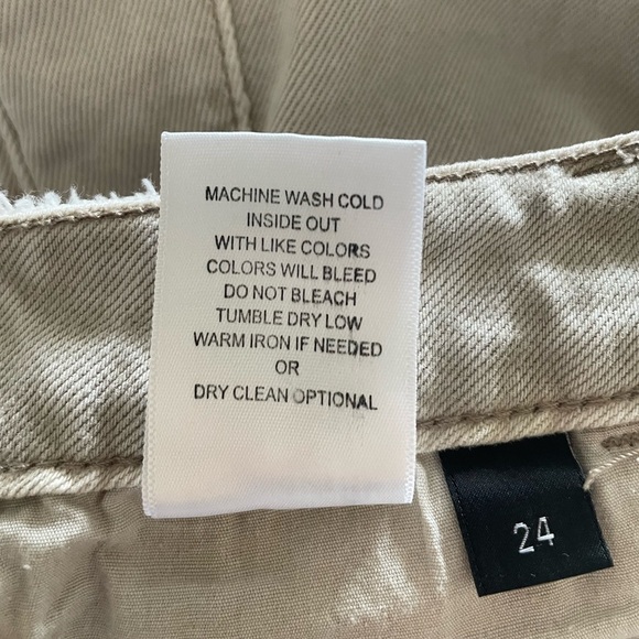 Bridge by GLY Mom Cuffed Shorts Womens 24 Tan High Rise Distressed Seamed Fringe - Picture 15 of 15